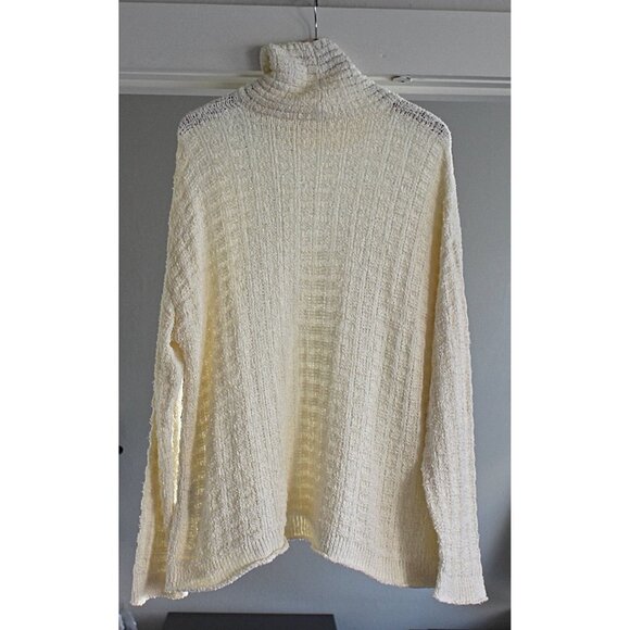 Eileen Fisher - Specialty Stitch Waffle Knit Organic Cotton Turtleneck - Large - Picture 4 of 11